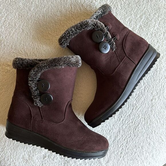 FLEXUS ISTRA Spring Step Boots Brown waterproof micro-suede faux fur size 9.5‎ - Picture 3 of 10